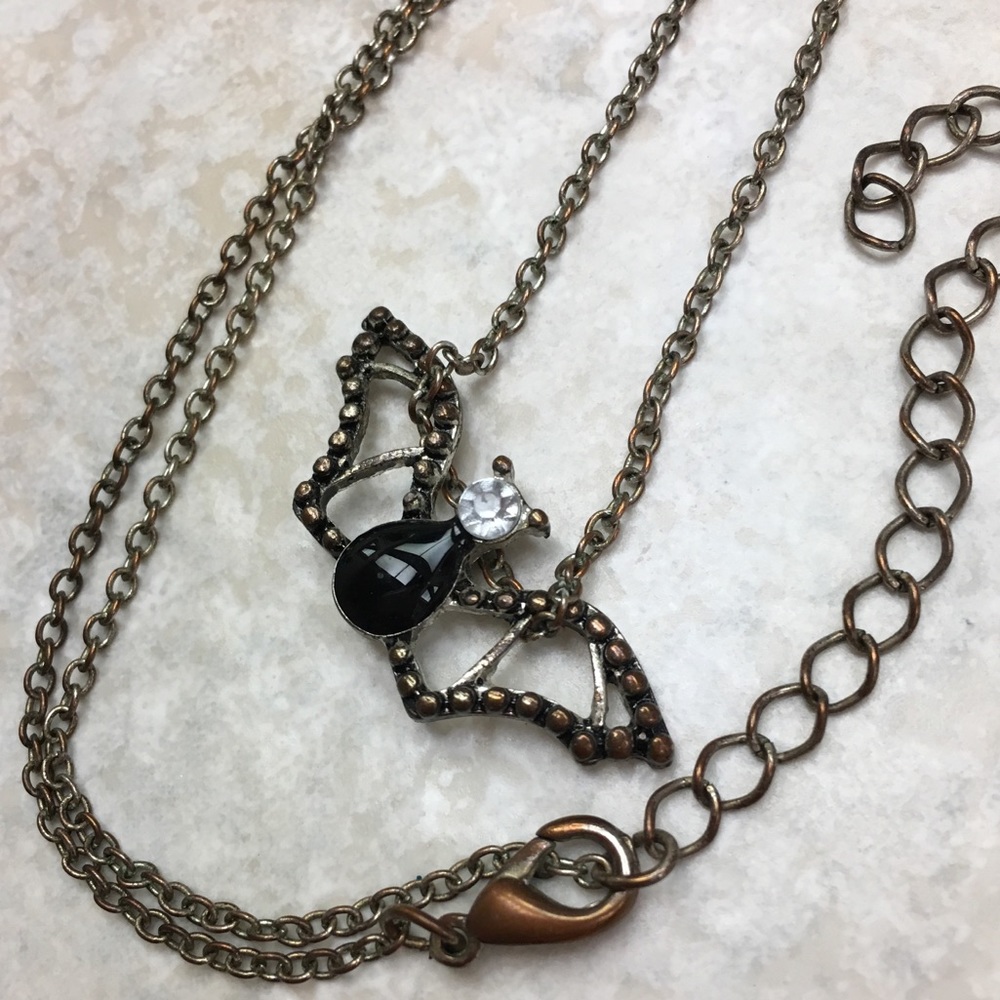 Bat Silver/Rose Gold Necklace, Diamond/Bronze - Picture 2 of 5
